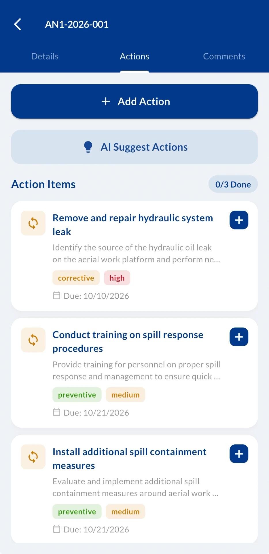 AI-suggested actions on mobile